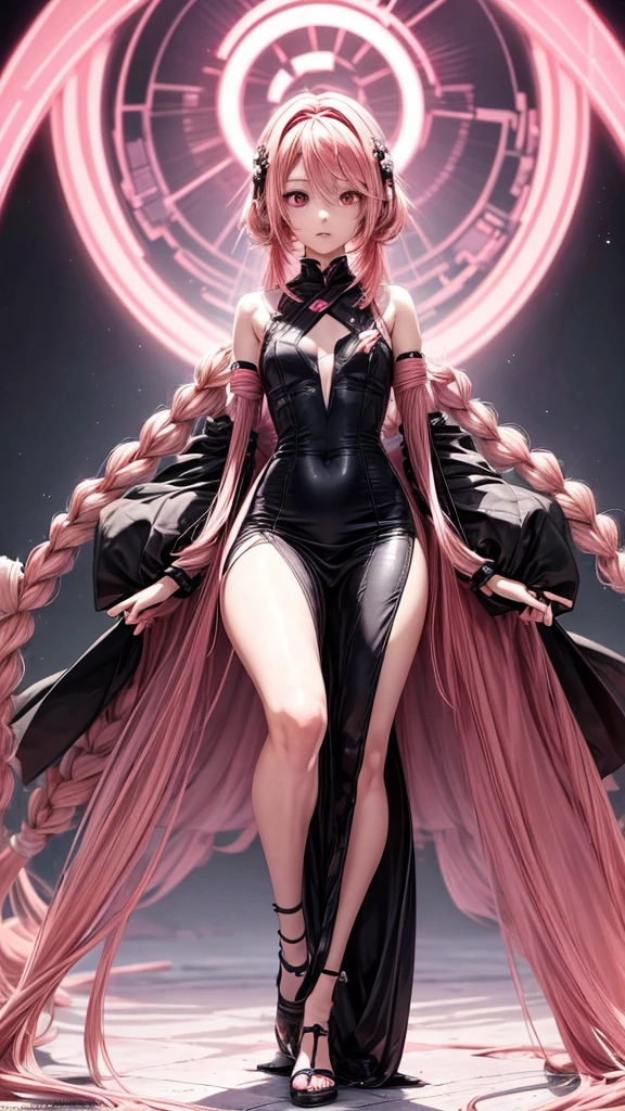(best quality:1.5, highres, UHD, 4K, detailed lighting, shaders), white wavy hair, large breasts, realistic black demon horn, woman jacket, long coat, (pov), full body, white background, colorful eyeshadow, dramatic lighting, sparkling eyes, pink lipstick, confident expression, golden earrings, flowing hair, delicate facial features, soft skin, high cheekbones, stylish clothing, urban setting,white background