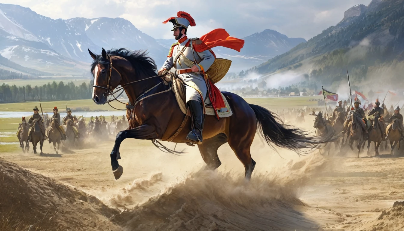 general sur son cheval pendant une bataille
