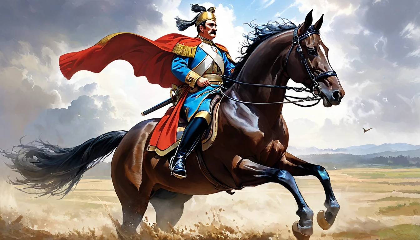 general sur son cheval pendant une bataille