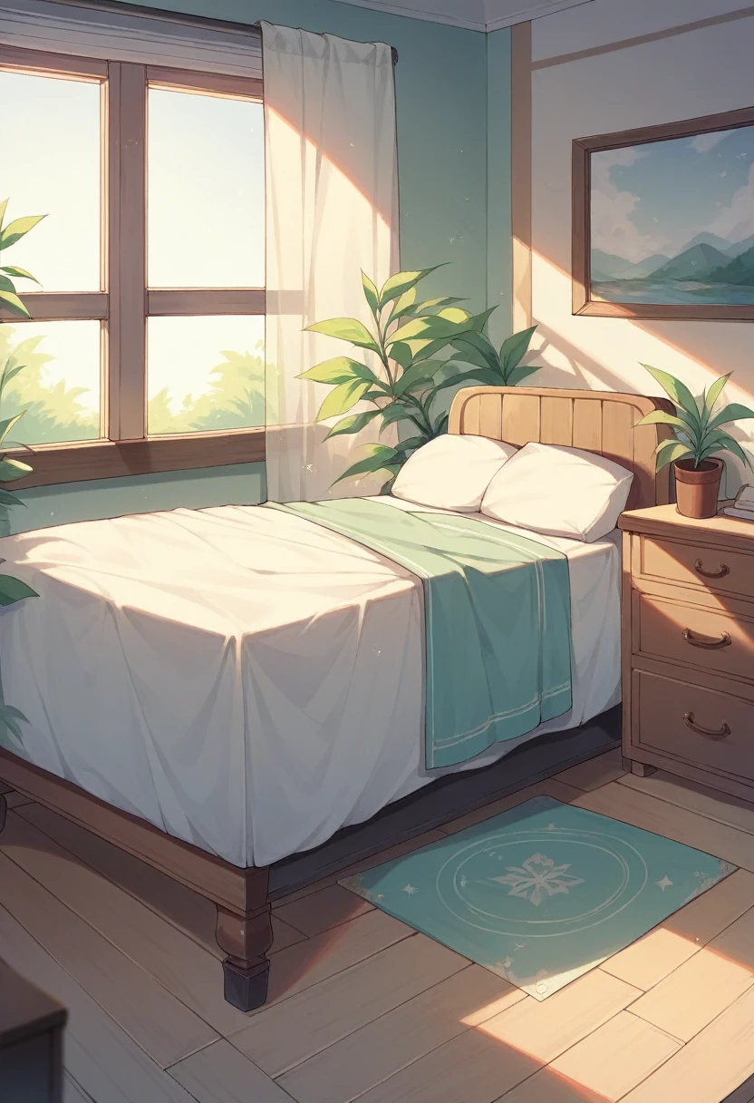 my room, desk, window, certain, chair, bed, no people, 2d pastel matte painting, anime, masterpiece