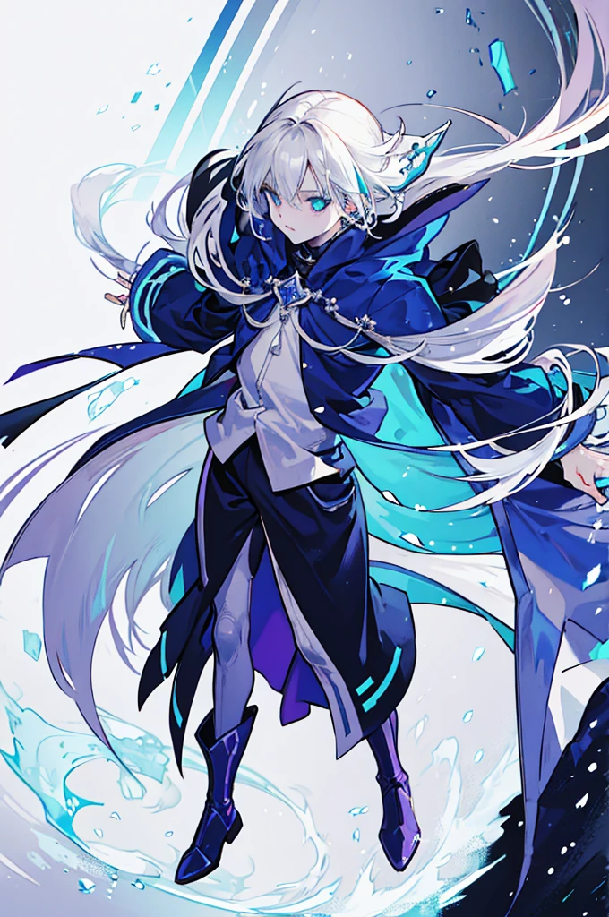 Sigrid, also known as "Divinity," possesses a captivating appearance that exudes an otherworldly aura. As a young male humanoid, Sigrid stands at a height of 5 foot 8, with a slender and delicate frame. His ethereal presence is further enhanced by his striking features - white hair cascading down like a waterfall and piercing blue eyes that seem to hold the secrets of the universe. Draped gracefully over Sigrid's slender form is a long overcoat, its dark blue hue contrasting against his pale complexion. The overcoat gracefully extends below their knees, its fabric adorned with intricate patterns that seem to dance and intertwine with each other. It is a testament to the artistry and craftsmanship that went into its creation. Beneath the overcoat, a dark gray shirt peeks through, bearing a bold symbol at its center - a large X. This X, a striking juxtaposition of red and purple, serves as a visual representation of the duality that resides within Sigrid. It is a symbol that hints at the enigmatic nature of his being. Sigrid's attire continues with pants that elegantly taper down to their ankles, allowing for freedom of movement. Completing his ensemble are a pair of boots, sturdy yet stylish, providing a solid foundation for each step he will take. Upon closer inspection, one would notice the presence of four bands adorning Sigrid's jacket. Two bands encircle each arm, while the other two wrap around the area where his rib cage would be located. These bands, a shade of dark gray, serve as a subtle accent to his overall attire. Delicately patterned Xs adorn the bands, positioned at four even angles, with a single line traversing through all of them. It is a meticulous detail that adds a touch of mystique to Sigrid's ensemble. Sigrid, known as "Divinity," is a vision of elegance and intrigue. His appearance, from the flowing white hair to the intricate patterns on their attire, is a testament to his unique and captivating nature