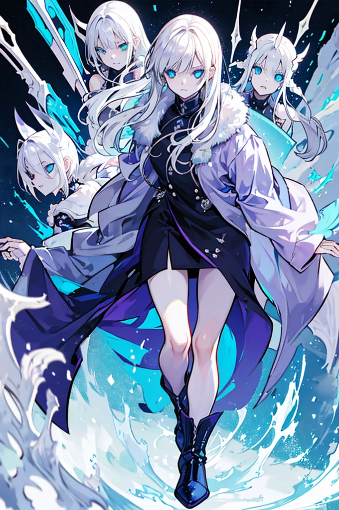 Sigrid, also known as "Divinity," possesses a captivating appearance that exudes an otherworldly aura. As a young male humanoid, Sigrid stands at a height of 5 foot 8, with a slender and delicate frame. His ethereal presence is further enhanced by his striking features - white hair cascading down like a waterfall and piercing blue eyes that seem to hold the secrets of the universe. Draped gracefully over Sigrid's slender form is a long overcoat, its dark blue hue contrasting against his pale complexion. The overcoat gracefully extends below their knees, its fabric adorned with intricate patterns that seem to dance and intertwine with each other. It is a testament to the artistry and craftsmanship that went into its creation. Beneath the overcoat, a dark gray shirt peeks through, bearing a bold symbol at its center - a large X. This X, a striking juxtaposition of red and purple, serves as a visual representation of the duality that resides within Sigrid. It is a symbol that hints at the enigmatic nature of his being. Sigrid's attire continues with pants that elegantly taper down to their ankles, allowing for freedom of movement. Completing his ensemble are a pair of boots, sturdy yet stylish, providing a solid foundation for each step he will take. Upon closer inspection, one would notice the presence of four bands adorning Sigrid's jacket. Two bands encircle each arm, while the other two wrap around the area where his rib cage would be located. These bands, a shade of dark gray, serve as a subtle accent to his overall attire. Delicately patterned Xs adorn the bands, positioned at four even angles, with a single line traversing through all of them. It is a meticulous detail that adds a touch of mystique to Sigrid's ensemble. Sigrid, known as "Divinity," is a vision of elegance and intrigue. His appearance, from the flowing white hair to the intricate patterns on their attire, is a testament to his unique and captivating nature
