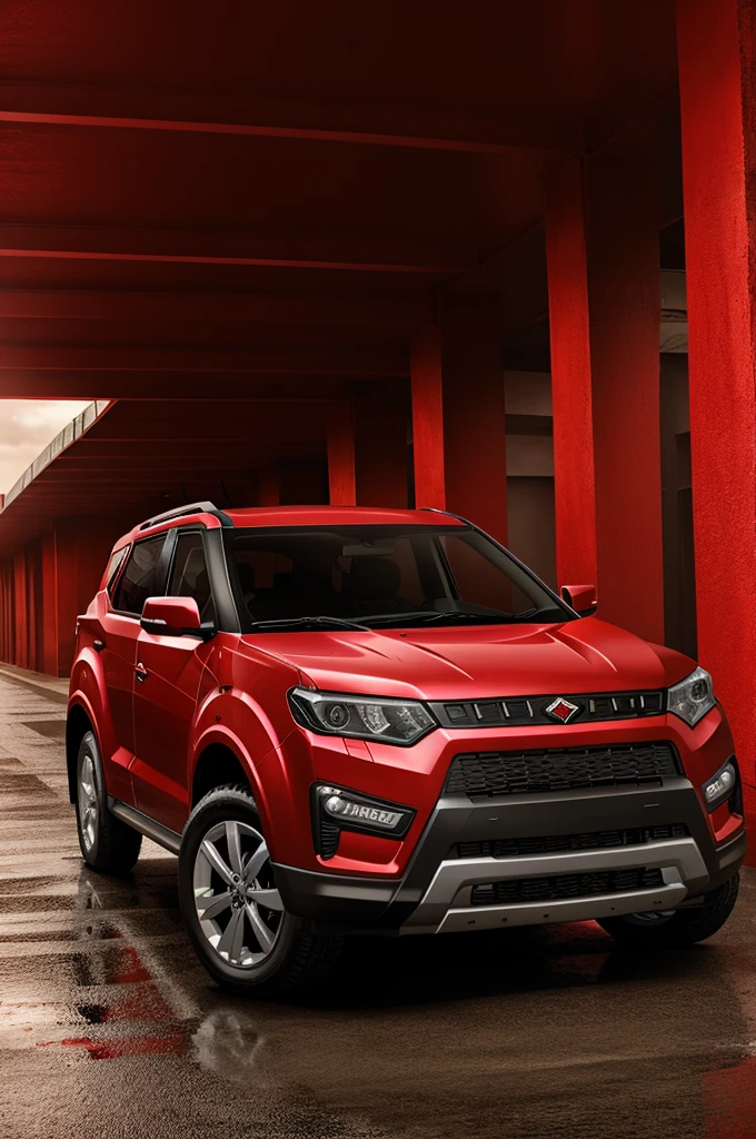 Mahindra xuv3xo in hot red colour
