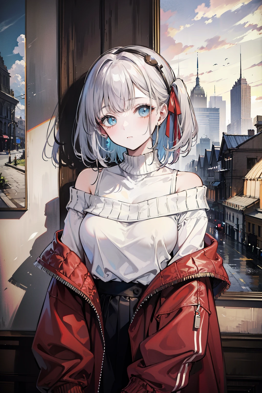 (masterpiece, Highest quality:1.2), (High resolution, 8K RAW Photos, Photorealistic, Clear focus, Weak outline:1.3), (Natural light, Fabric Shading), throw, ((alone:1.5)), (1 mature woman), 28 years old, ((Mature Woman:1.5)), ((NFSW:1.37, Fuju Chest:1.3, Saggy breasts, big , Cleavage, Sexually harass)), ((Bright beautiful eyes:1.3, Detailed pupil)), (Beautiful girl in winter clothes throwing a small snowball), Holding a small snowball, Raise your left hand above your head, throwポーズ, (Winter clothing, Duffle coat:1.2, Knitted scarf around the neck, Long boots), snowball fight, Small snowballs floating, In the snow, (Looking at the audience, With a smile, Half-closed eyes), Raised to be sexy, (small open mouth:1.3), Silver hair with light purple mesh, Medium Short Hair, Hair on one eye, Asymmetrical Hair, Half Up Hair, Side Lock, blue eyes, (Luxurious accessories, necklace, Earrings, bracelet), Bokeh, Dynamic Angle, Leaning forward:1.2, Close-up face:1.5, whole body, From below:1.2, (Correct Anatomy:1.6, Ideal body proportions, The right move:1.5, Small hands), rabbit ear, flustered, Hatsune Miku
