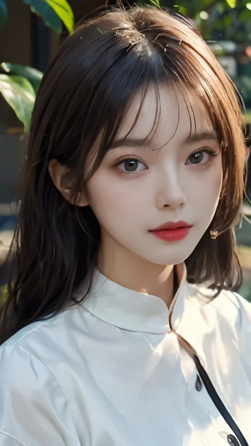 ((best quality, 8K, table top :1.3)), (realistic, realistic:1.4), raw photo, highest resolution, ((top quality、masterpiece：1.3))、sharp focus：1.2、Beautiful woman with perfect style：1.4、Huge And Fragile Longest Saggy, (In a proper way、I sweated、Shiny, moist skin), Long-sleeve white silk button shirt
