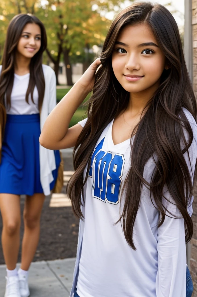 College girl admiring the beautiful popular girl from afar.