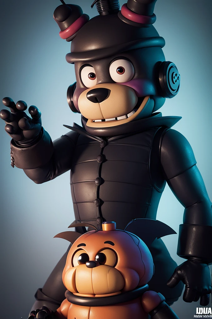 Crie um poster de Five night at Freddy's com personagens da pixar