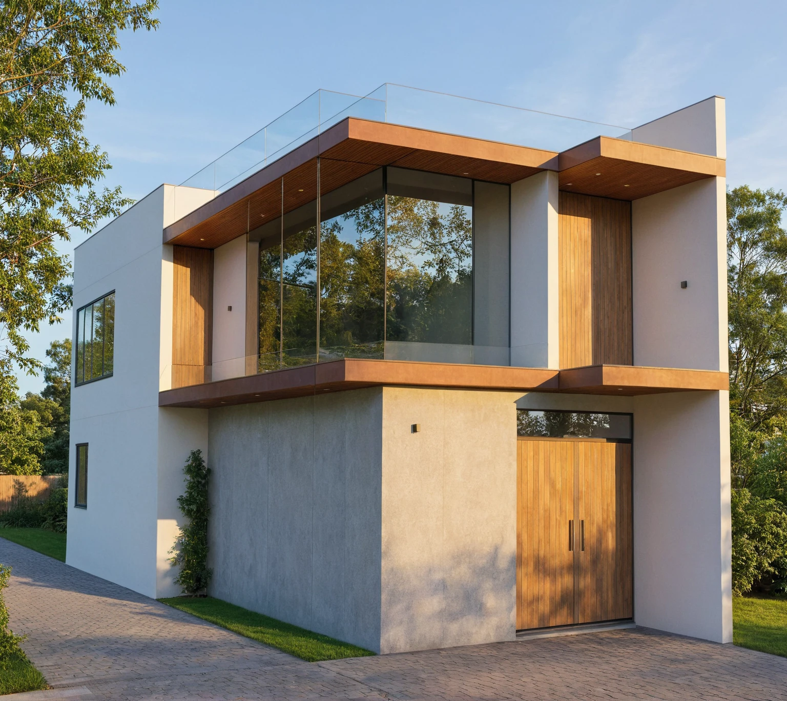 Photo brute,chef-d'artwork, High quality, best quality, authentique, great detail,
Outside, en plein air, style de maison moderne dans la rue, glass windows, grille, plafond en bois,
route,pavement, des arbres, ciel, nuage, (day light:1.1)