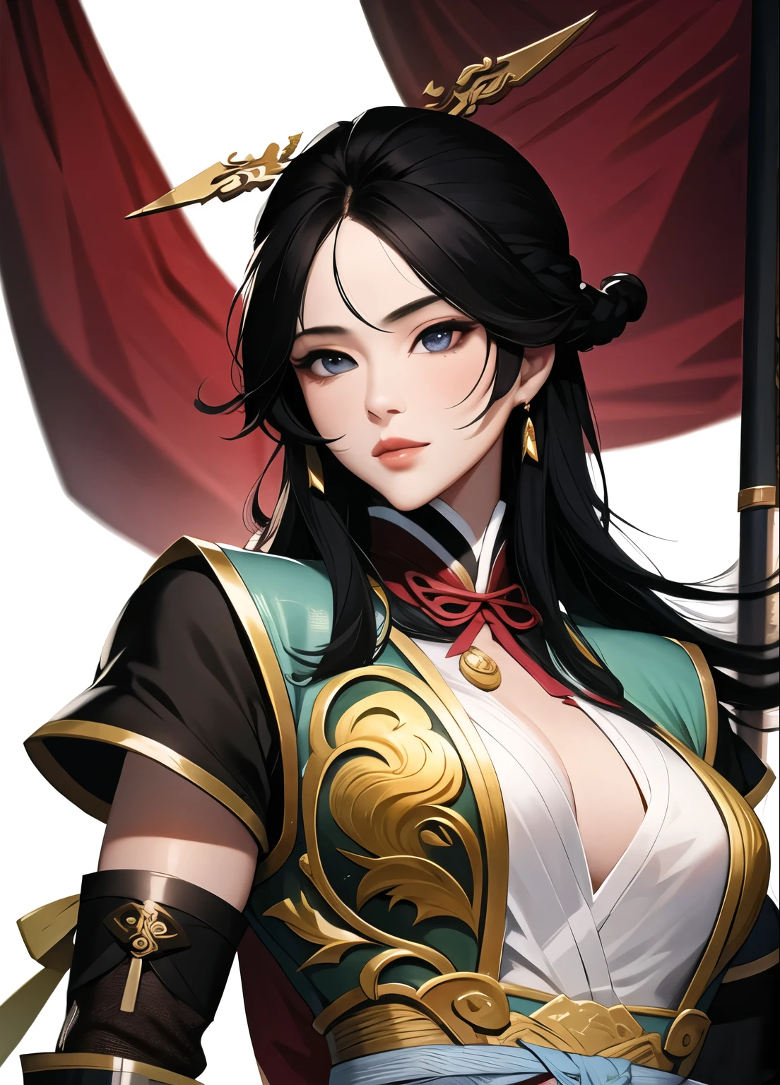 (masterpiece, best quality:1.2), ink Wuxia, solitary,Upper Body,Long hair,Lips
