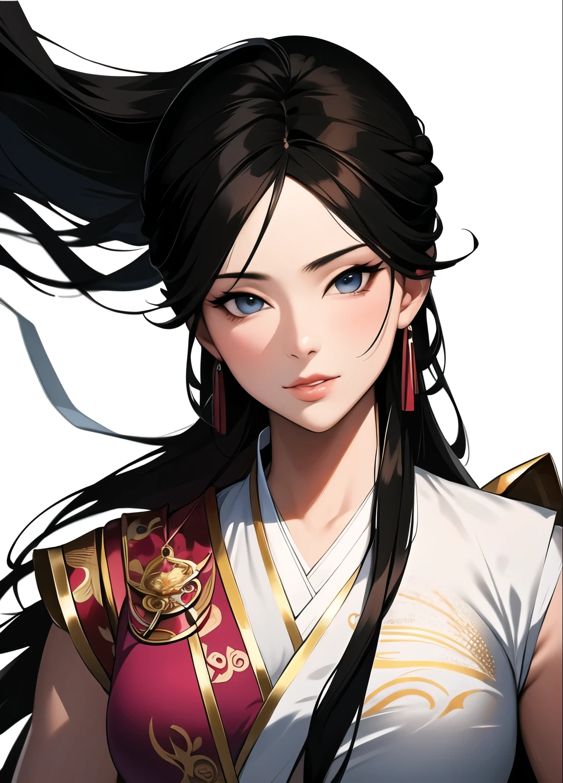 (masterpiece, best quality:1.2), ink Wuxia, solitary,Upper Body,Long hair,Lips