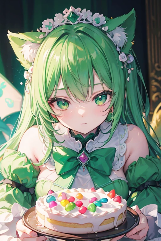 Emerald colors, masterpiece, sharp focus, top quality, depth of field, cinematic lighting, perfect anatomy,
Girl cat
Toys
Candy 🍭🍬
Cake 🎂🍰
Jelly Beans
Colorful
pastel colors
Fancy
Fantasy
