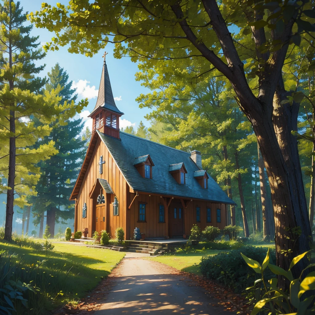 small nature church in the forest