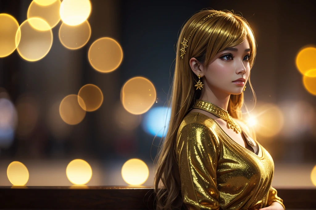 golden bokeh with 3d effect, cinematic, high detail