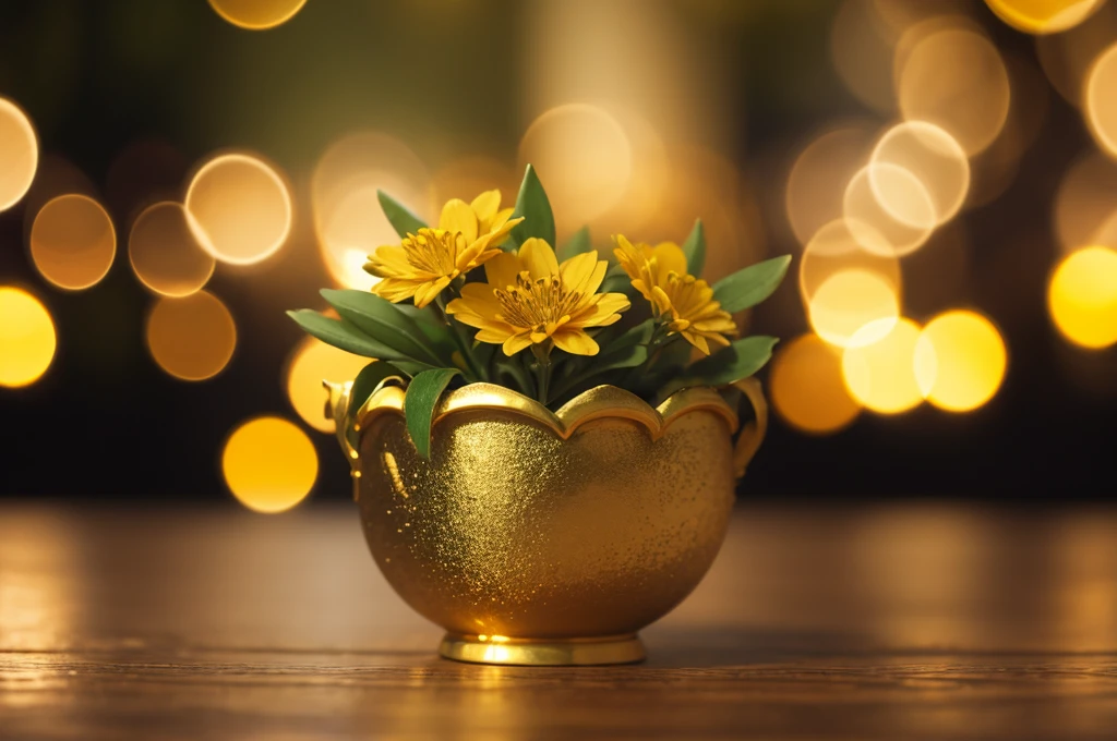 golden bokeh with 3d effect, cinematic, high detail
