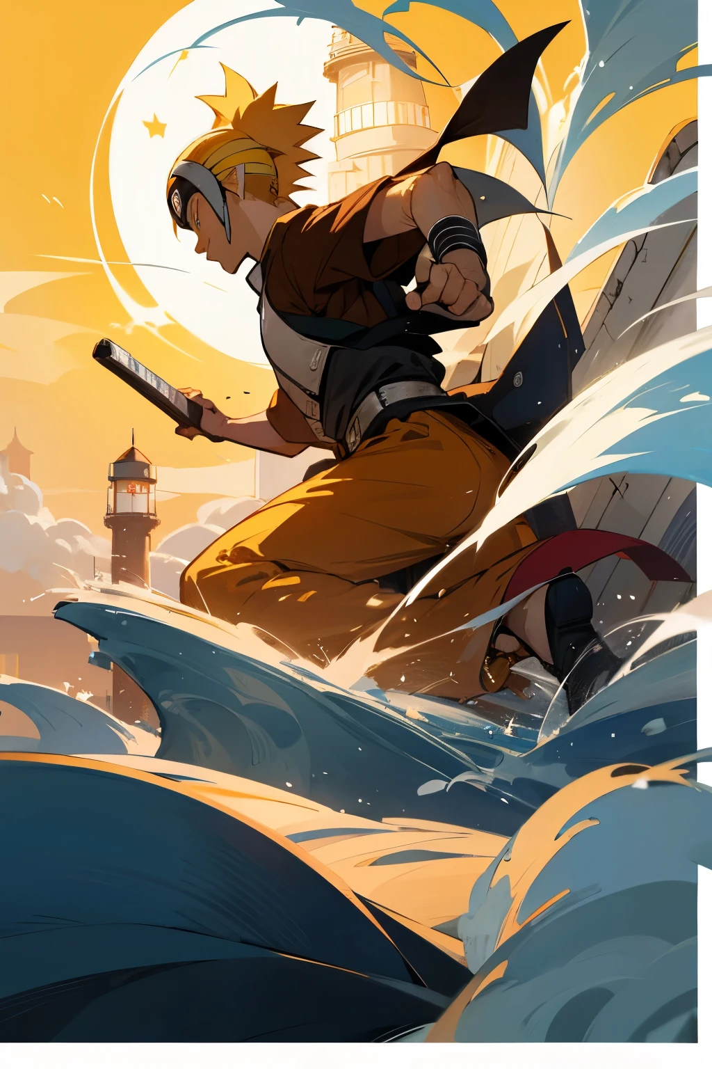 anime character naruto with a lighthouse