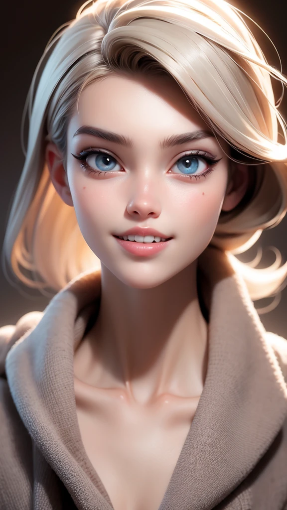 fashion model 25 years old, [[[[closeup]]]], [[[[chest]]]], [[[[neck]]]], [[[[shoulders]]]], perfect eyes, perfect iris, perfect lips, perfect teeth, perfect skin, soft front light, glow, HDR, (muted colors:1.2)