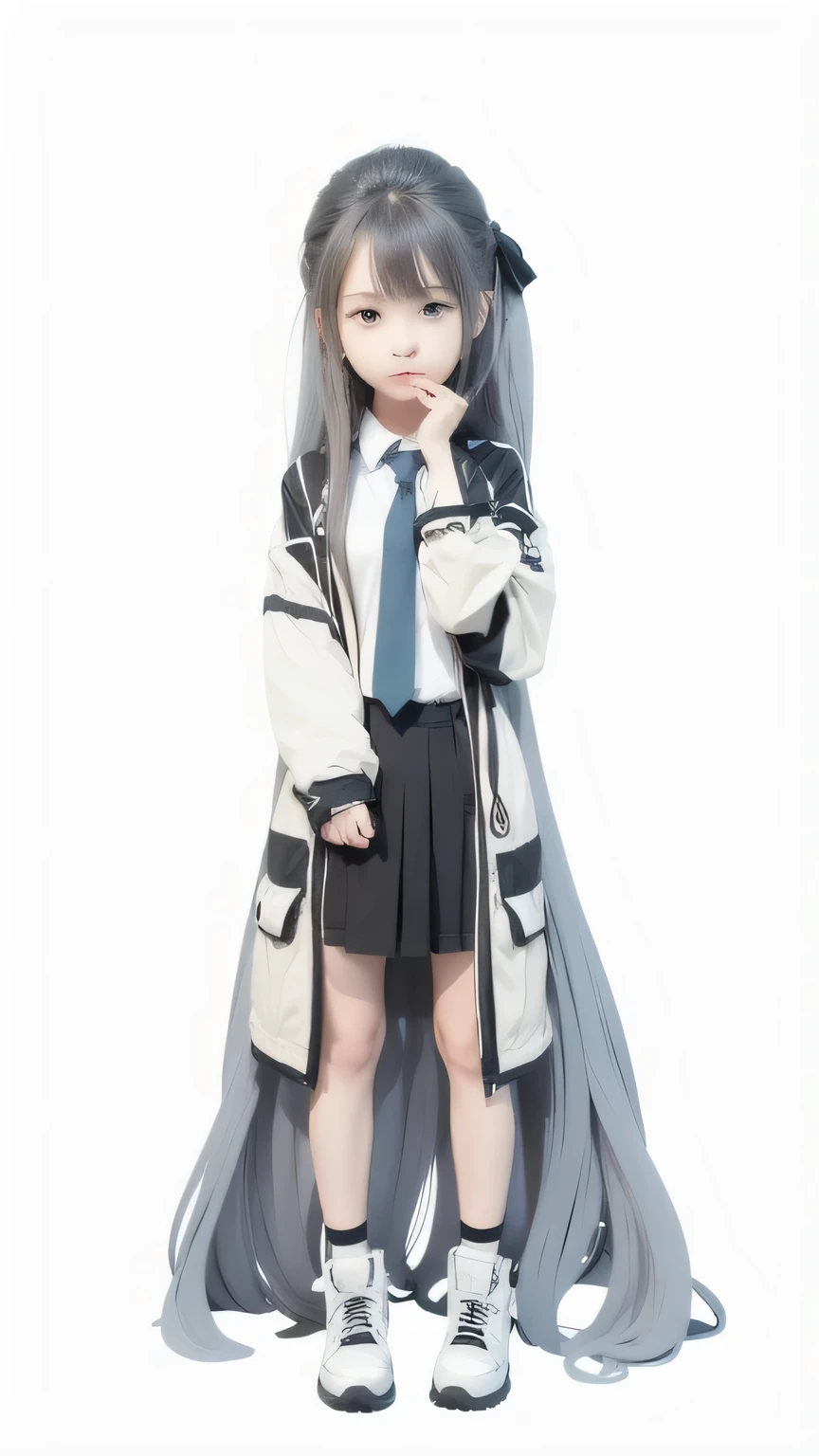 anime girl in a black and white outfit, with index finger, kantai collection style, anime moe artstyle, various pose, official character art, nyaruko-san, anime full body illustration, cel shaded anime, beautiful anime high school girl, single character full body, an anime girl, female anime character, without cap or hat.