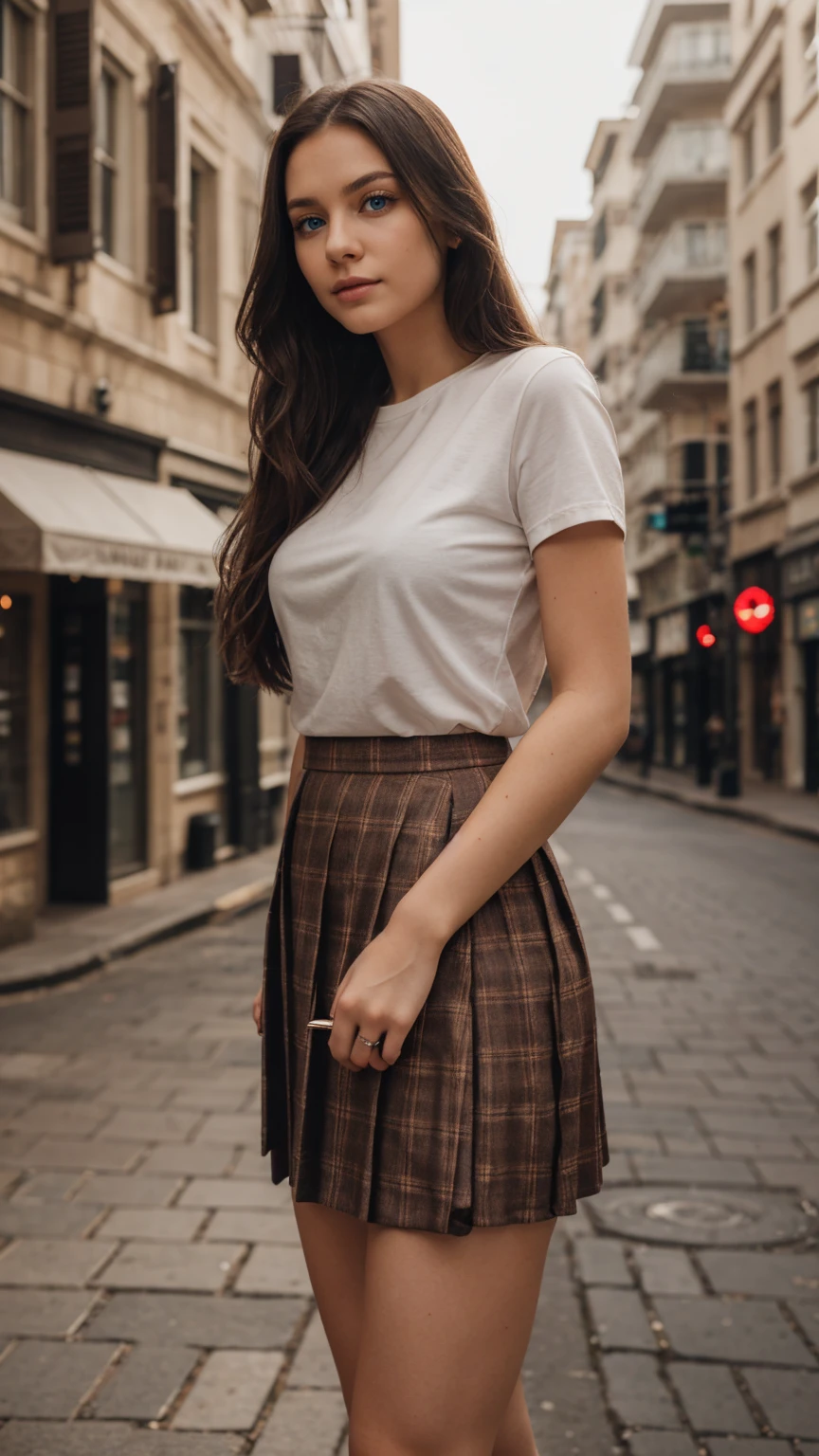 Young woman at 25: 1.3, Long hair: 1.2, Professional skirt: 1.2, Daytime: 1.2, Square: 1.2, cinematic lighting, Surrealism, UHD, ccurate, Super detail, textured skin, High detail, Best quality, 8k