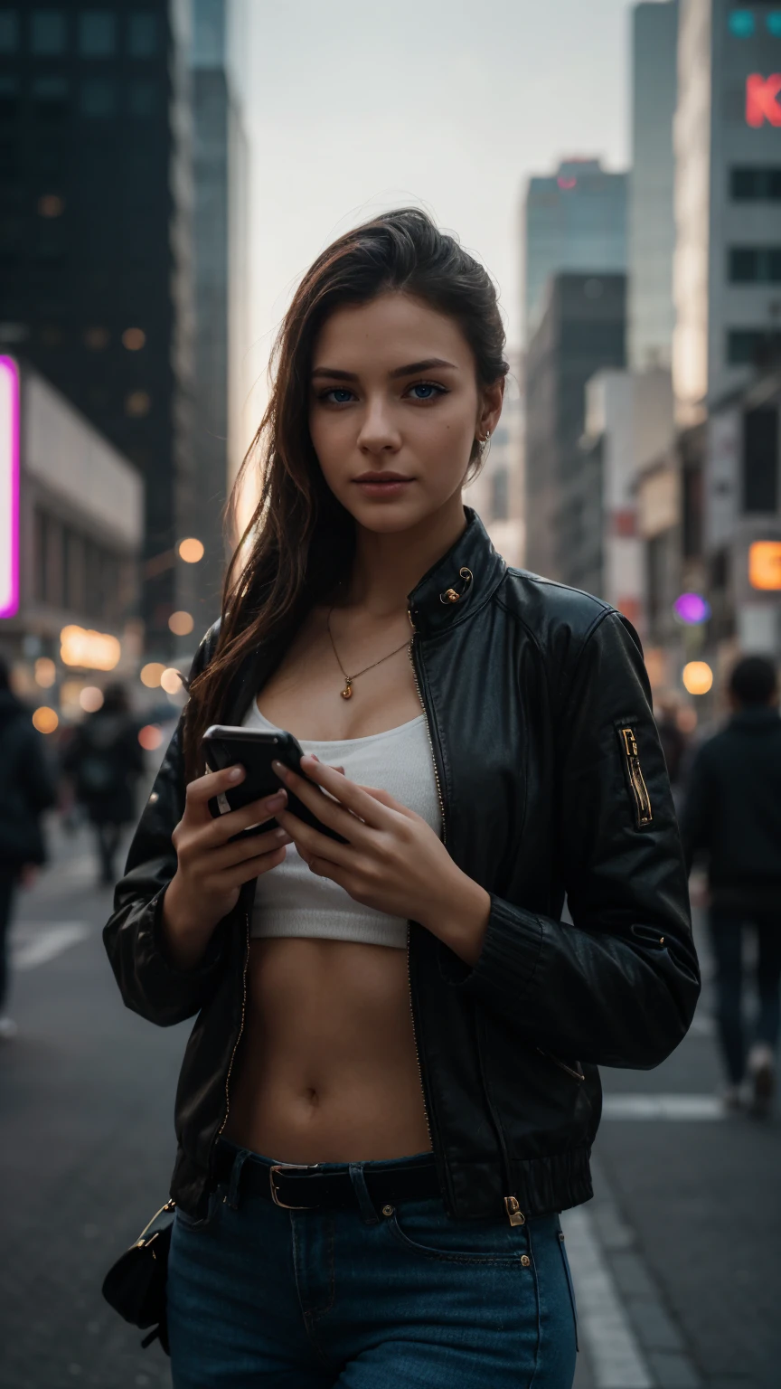((beautiful girl with cell phone in hand)) 4K 8K:: realistic::4 cyberpunk::1 --v 4 --quality 2  