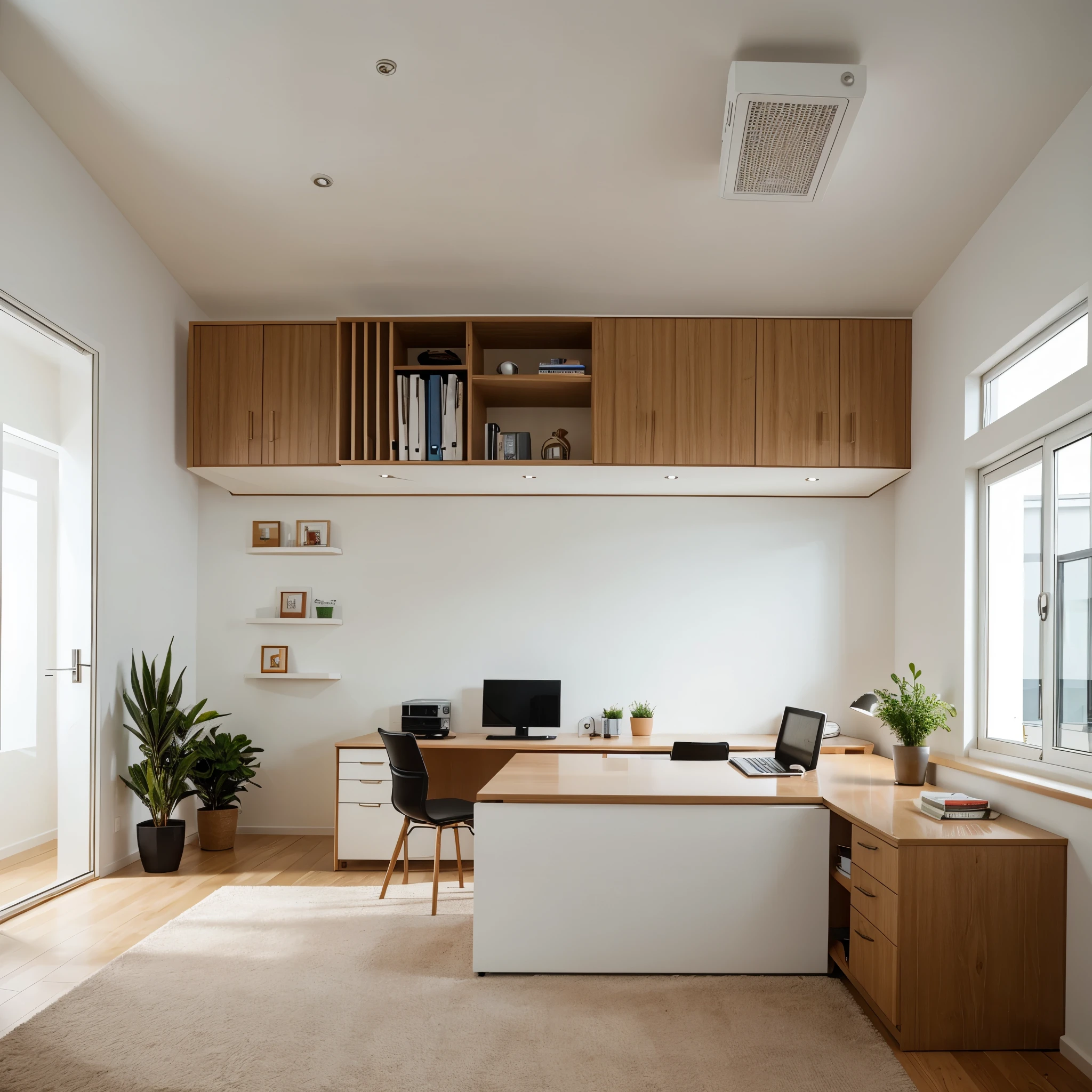 An office in a modern normal-sized house 