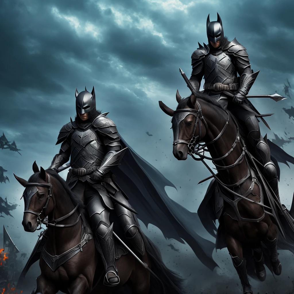 Dark knight on horseback　　
Background、heaps of corpses