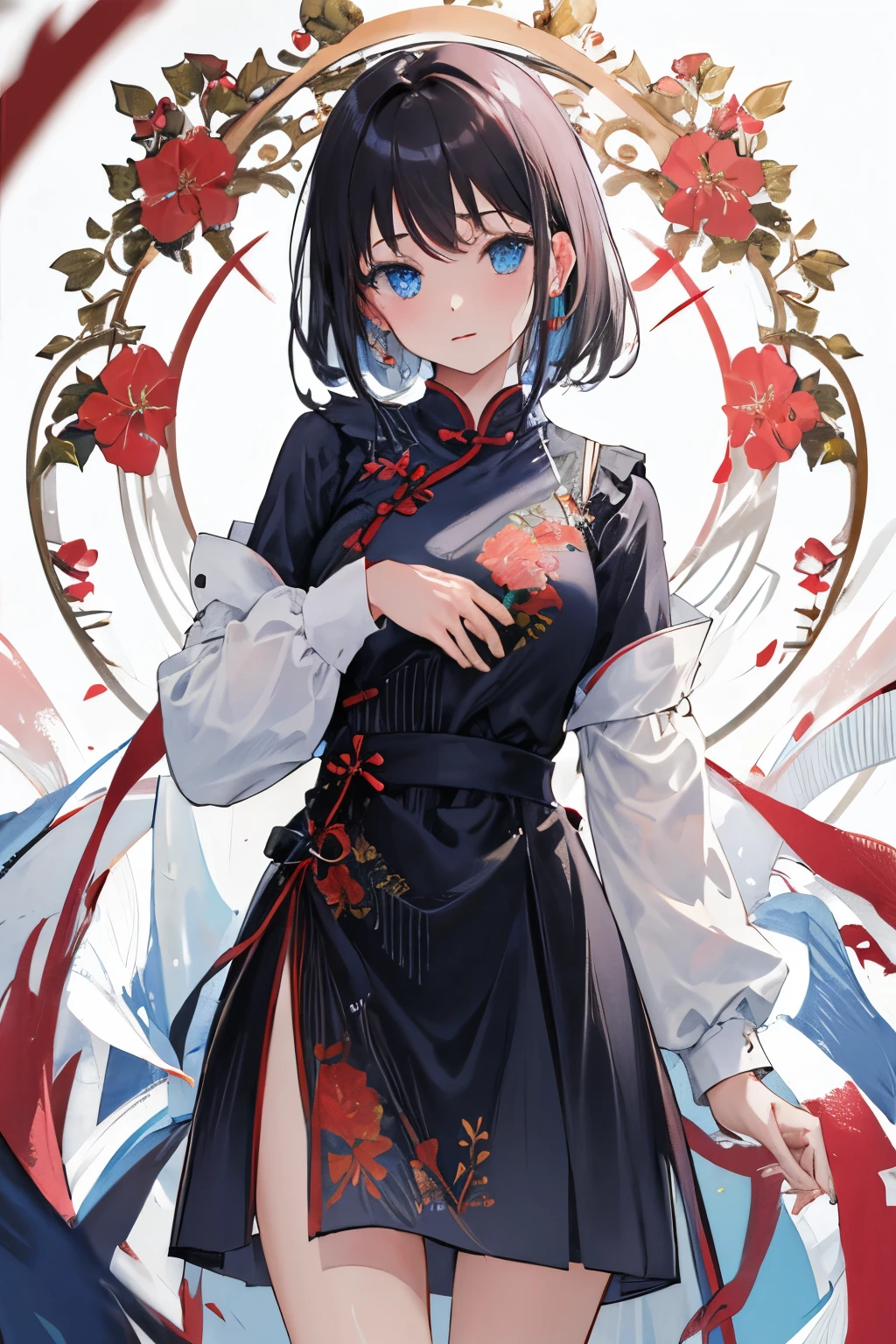 ((best quality)), ((masterpiece)), (detailed), 1 Girl, Slit cheongsam 