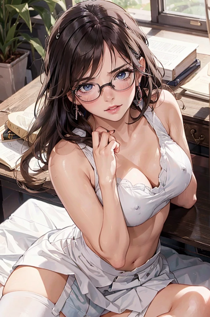 NSFW:1.5,masterpiece, 最high quality, high quality, High resolution, high quality texture, high quality shadows, High resolution, Beautiful details, Detailed CG, Detailed Texture, Realistic representation of face, Realistic, colorful, delicate, Cinematic Light, Side light, Lens flare, Ray Tracing, sharp concentrated, (1 Girl,concentrated:1.3), ( Intricate details, compensate, PureErosFaceV1:0.5), (細部まで美しいdelicateな顔, 緻密で美しいdelicateな瞳, Perfect Facial Proportions, Dense skin, Optimal ratio of four fingers to one thumb, Arms under chest, medium breasts, Wide Hips, Smooth upper abdomen, Tilt,middle hair ,wavy hair , blush ,30 years old,Blue Eyes,Study,Glasses, white cutter shirt,Tight Skirt,black stockings, garter belt,high heels,desk, secretary ,adultery,house wife, ecstasy face,curvy,supright straddle,bich, sweat,missionary,1boy,penis,lying,vaginal, pov,spread legs,sex