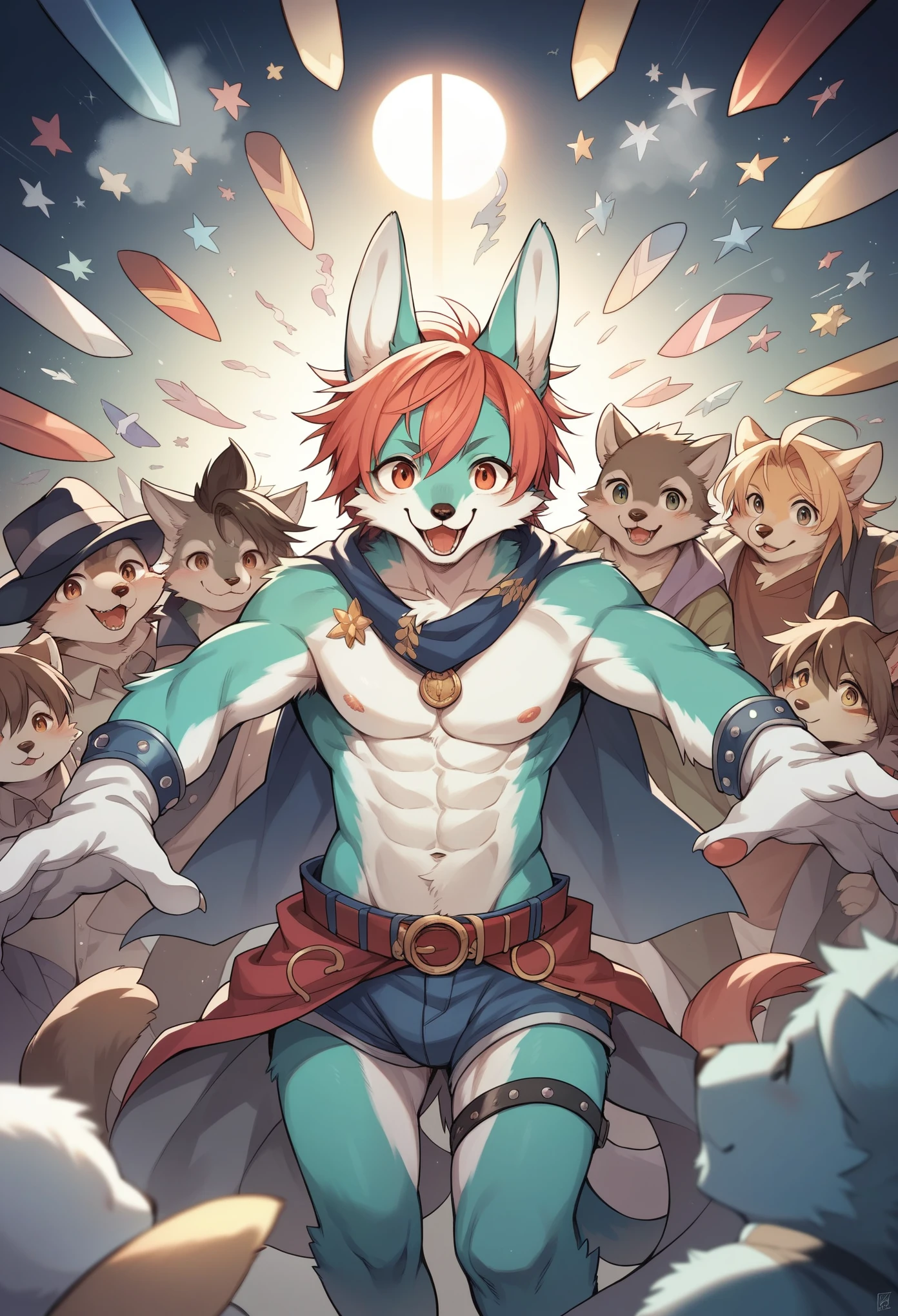 cover_page, highres, top quality, best quality, paid reward available, High-quality illustrations, unparalleled masterpiece, perfect artwork, absurdres, super high resolution, detailed background, Steam punk, Beautiful World Heritage, 6+boys, 6+girls, Happy, joyful(Photos of solo travelers)(kemono, furry anthro)cinematic lighting, dynamic angle,