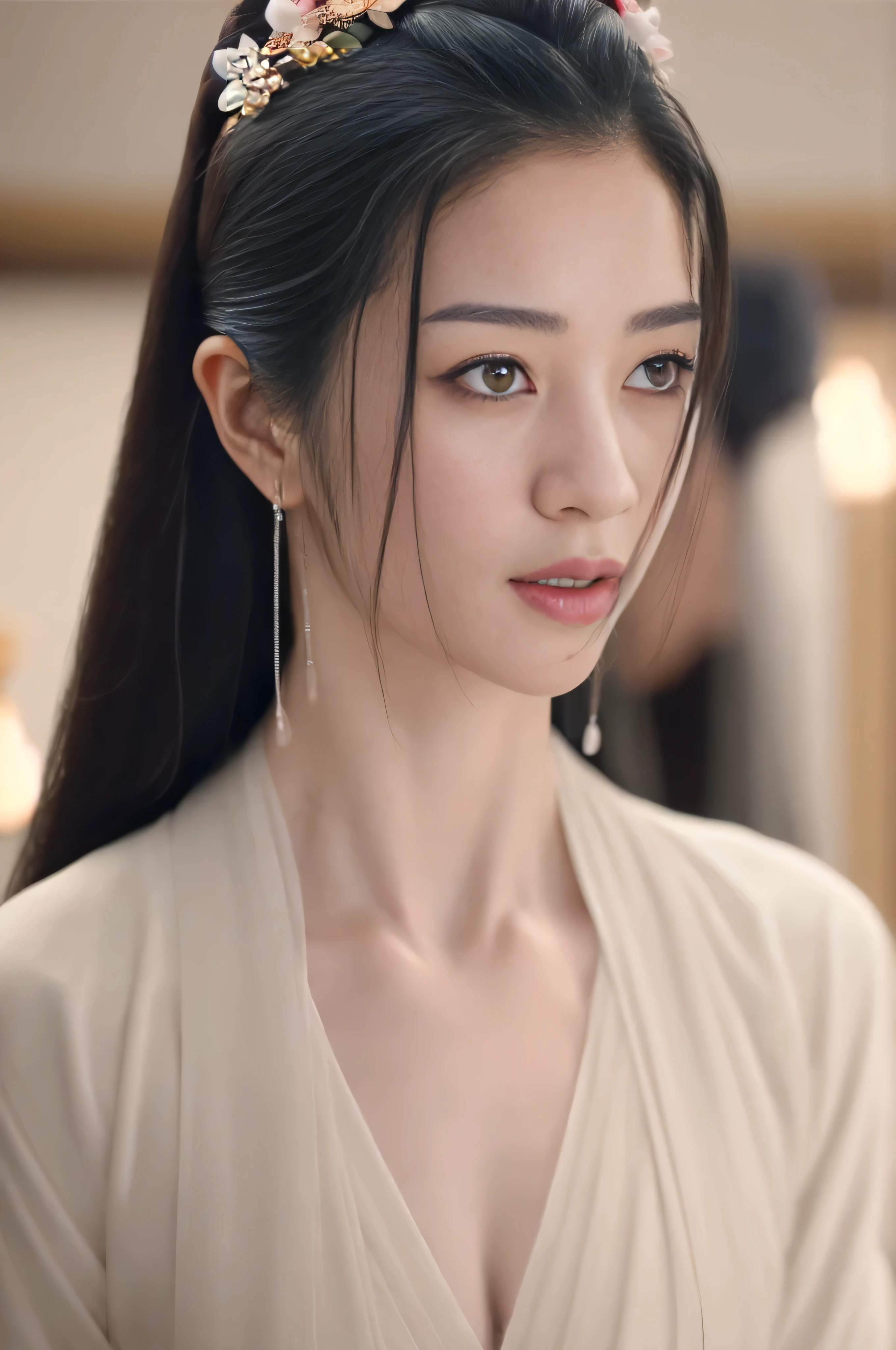 original photo，best quality），（lifelike，照片lifelike：1.3），best quality，Very detailed，masterpiece，超Level of detail，illustration，1 girl，leading_Body，Large Breasts，Dynamic Angle，World Masters Theatre，messy_long_hair，best quality，Extremely detailed CG unified 8k wallpaper，，amazing，Light，lens_Flare，Dunhuang_style，Real People，Highly detailed face and skin textures, Exquisite eyes,Surrealism，超lifelike的照片，Very detailed CG unified 8k wallpaper，（masterpiece），（best quality），（Very detailed），（超lifelike的照片），（Best Character Detail：1.36），脸leading有Light, 灯Light，illustration, Very detailed，Level of detail, high resolution, Very detailed, best quality, masterpiece