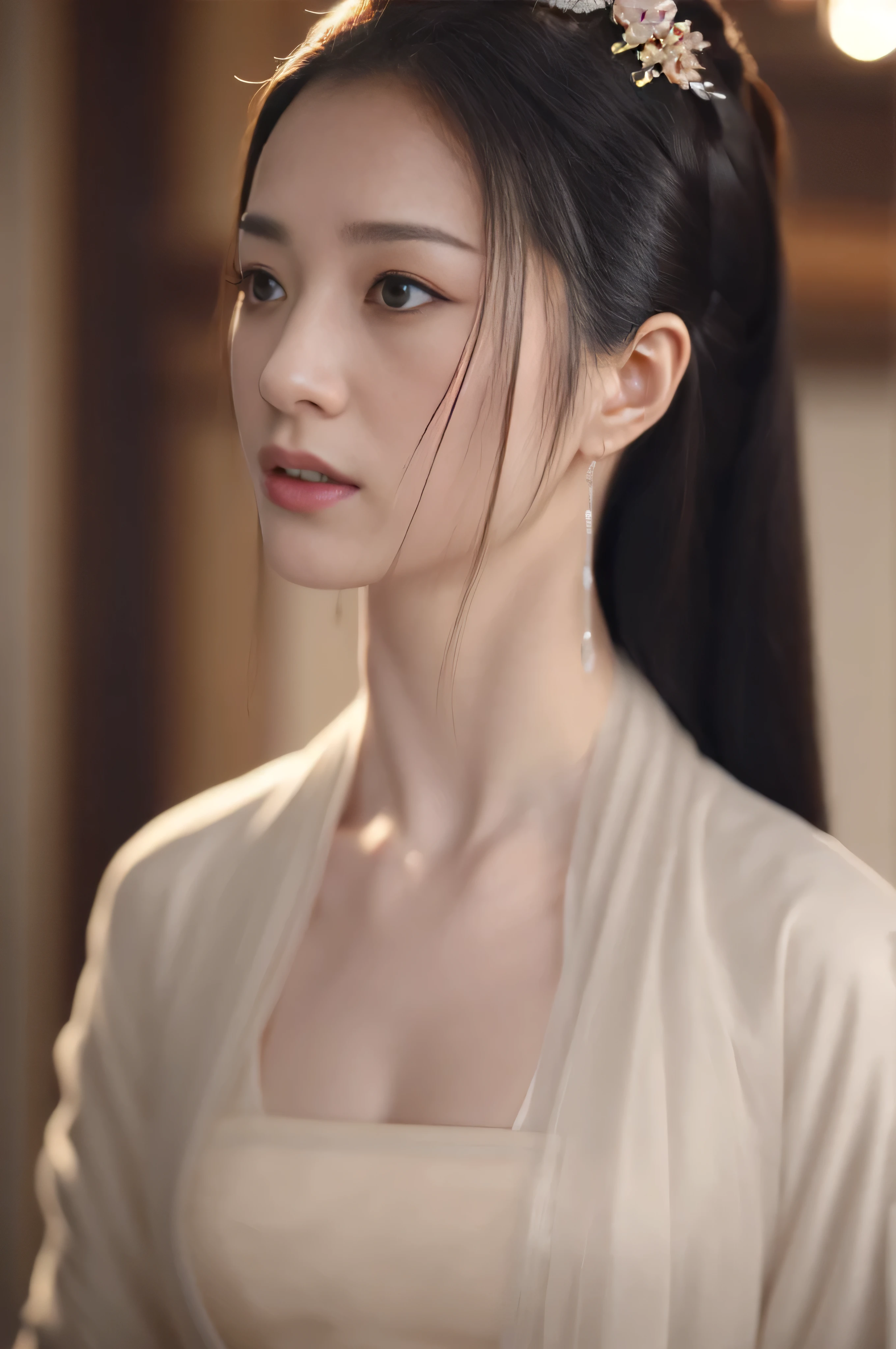 original photo，best quality），（lifelike，照片lifelike：1.3），best quality，Very detailed，masterpiece，超Level of detail，illustration，1 girl，leading_Body，Large Breasts，Dynamic Angle，World Masters Theatre，messy_long_hair，best quality，Extremely detailed CG unified 8k wallpaper，，amazing，Light，lens_Flare，Dunhuang_style，Real People，Highly detailed face and skin textures, Exquisite eyes,Surrealism，超lifelike的照片，Very detailed CG unified 8k wallpaper，（masterpiece），（best quality），（Very detailed），（超lifelike的照片），（Best Character Detail：1.36），脸leading有Light, 灯Light，illustration, Very detailed，Level of detail, high resolution, Very detailed, best quality, masterpiece