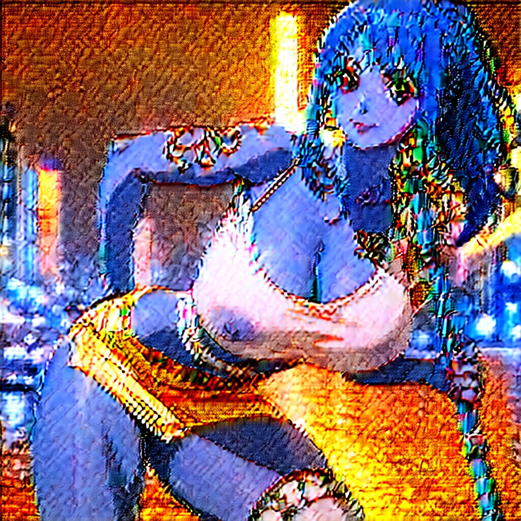 (8k, best quality, masterpiece: 1.2), (realistic, photo-realistic), ultra-detailed, 1 girl, cute, solo, (Nami from One Piece), (huge breasts), (smile:1.2), (closed mouth), erotic pose, posing, neon lights, cityscape, depth of field, good composition, tropical beach background, orange hair, long hair, ponytail, (tattoo on left shoulder), brown eyes, tanned skin, athletic body, (holding Clima-Tact staff), taut shirt, white blouse, blue mini-skirt, high-heeled sandals, (gold earrings), thigh-high stockings, (night), bokeh, cinematic lighting, nsfw, perfect breasts, sakimichan style.
