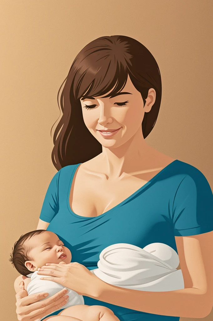 Illustration mom breastfeeding her  