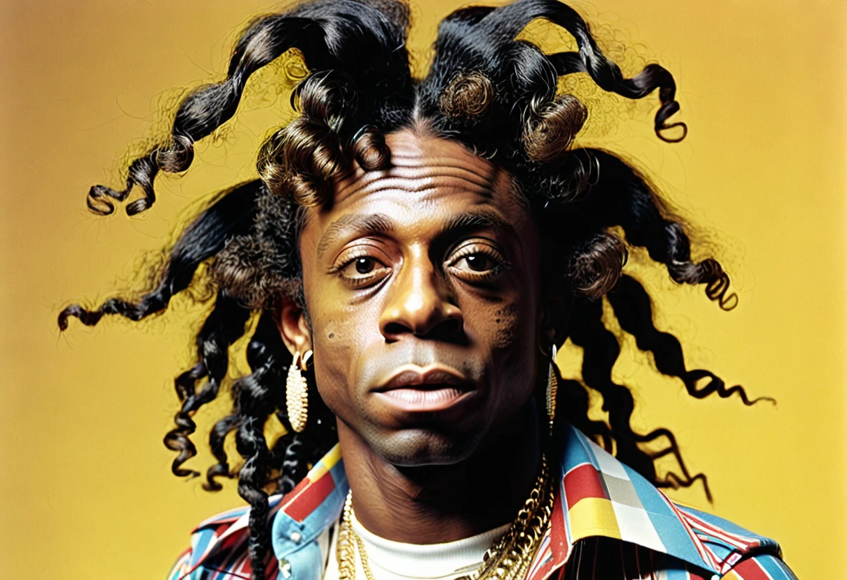 1970s photo of "lil wayne", he has a perm,