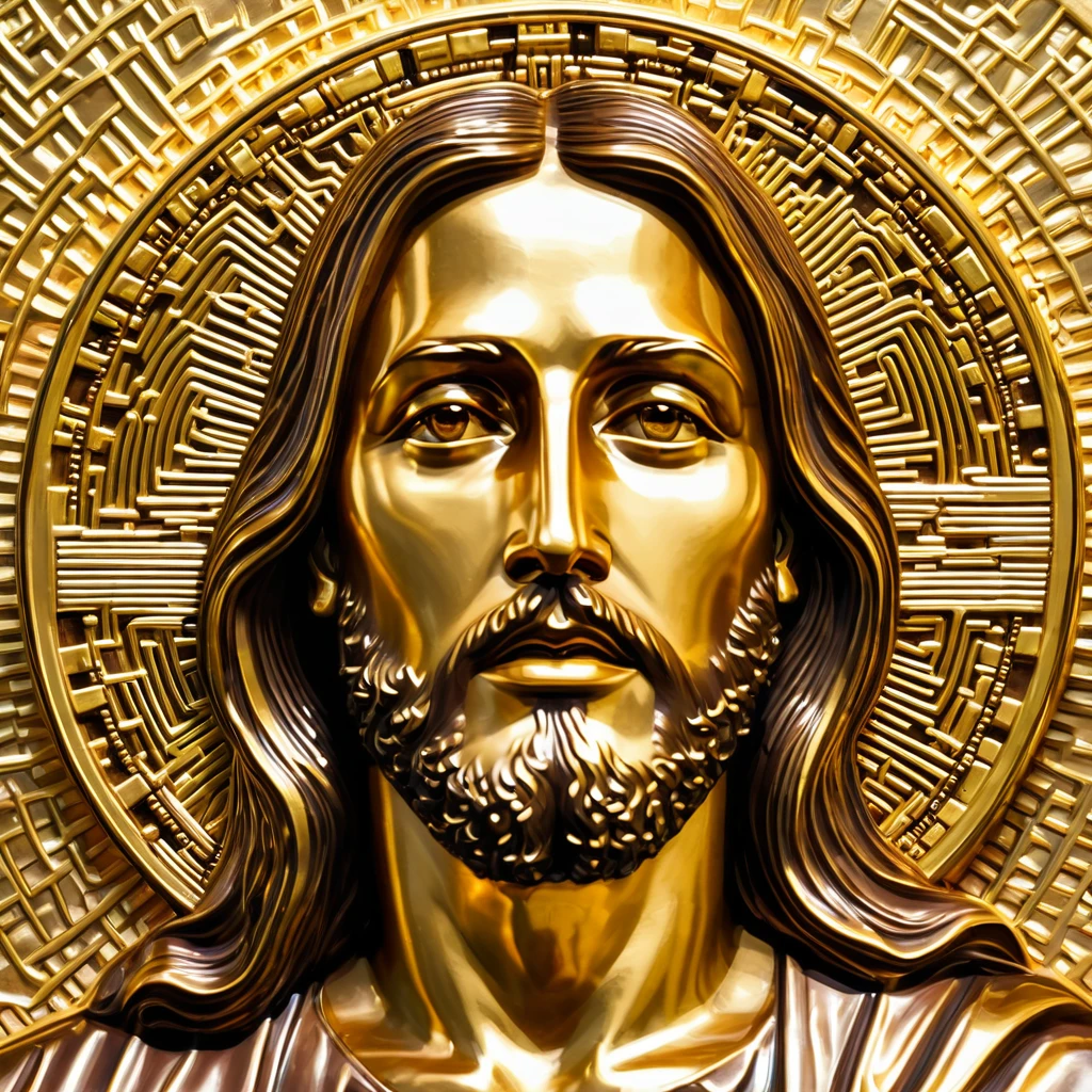 arte surrealismo Jesus dourado bitcoin