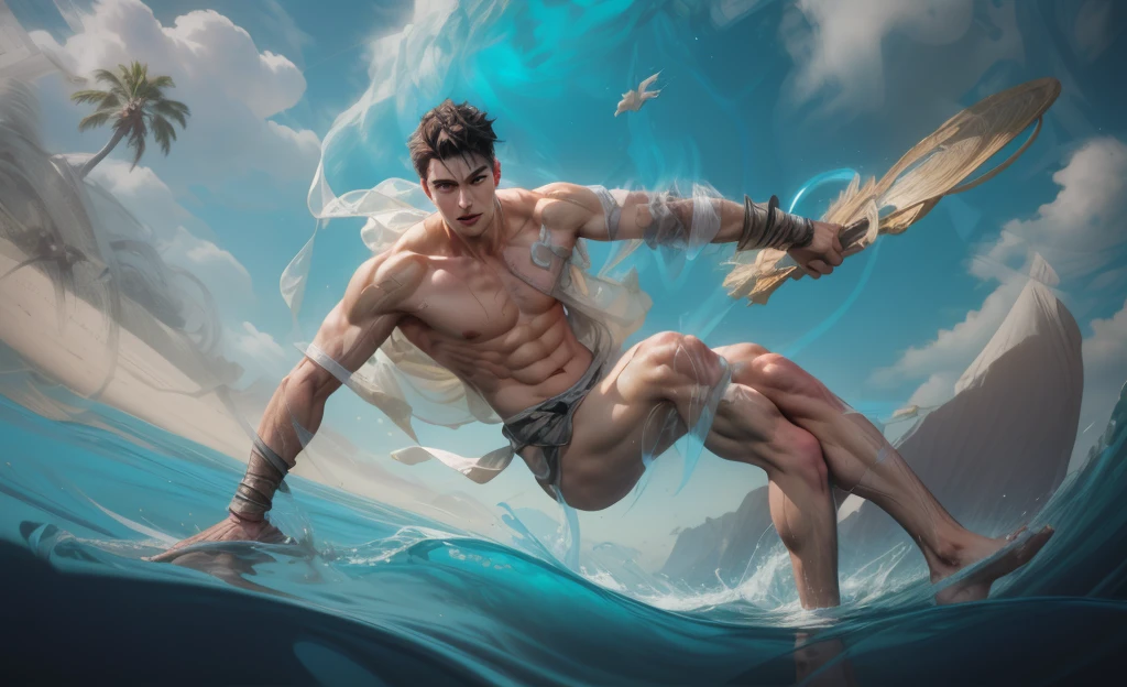 1 man, (male model) hot skin, masterpiece, best quality, most handsome man in the world, by Shen Quan, perfect body, beautiful male model, an attractive man 18-24 years old aesthetic, blossoms in spring, green fields, spring, plains, trees, flowers, blue sky, rough and handsome young man in white transparent robe, white transparent fabric, shirtless jacket shoulders, exposed chest muscles, exposed thighposed transparent white briefs)), (male focus), (smooth body)), smile, super cute, dynamic pose, cool and seductive, dramatic lighting, full body shot, full body shoot, young face, full body, body hairless, skinny tall, fit body, dominant, white or white skin, young face, firm body, hd, natural flesh tone, soft light, highly detailed, looking at the audience, photography, detailed skin, real person, realistic, photorealistic realistic, crazy detail, facial detail, hype maximization, hype surrealism, film, telephoto, lighting complex detail , Highly detailed, Highly detailed, Digital painting, artstation, concept art, smooth, sharp focus, illustration, Unreal Engine 5, 8K, art by Ross Tran and Greg Rutkowski and Alphonse Mucha, UHD, 8k, Show men only .8k Ultra HD, DSLR, dim lighting, high quality, film grain, Fujifilm XT3, male fan, 2-person, two-person model.