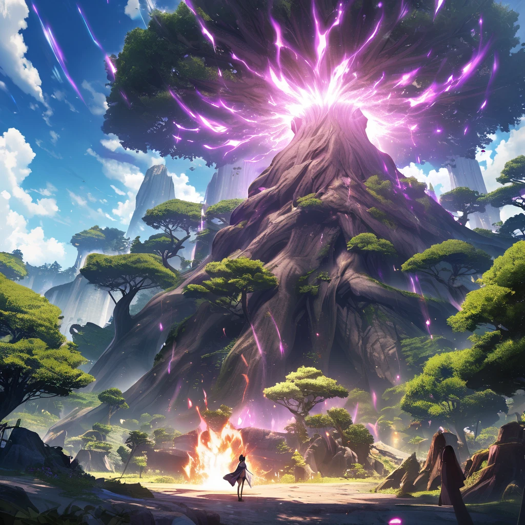 old tree, giant tree, spectacler, sky, paradise, aura, purple