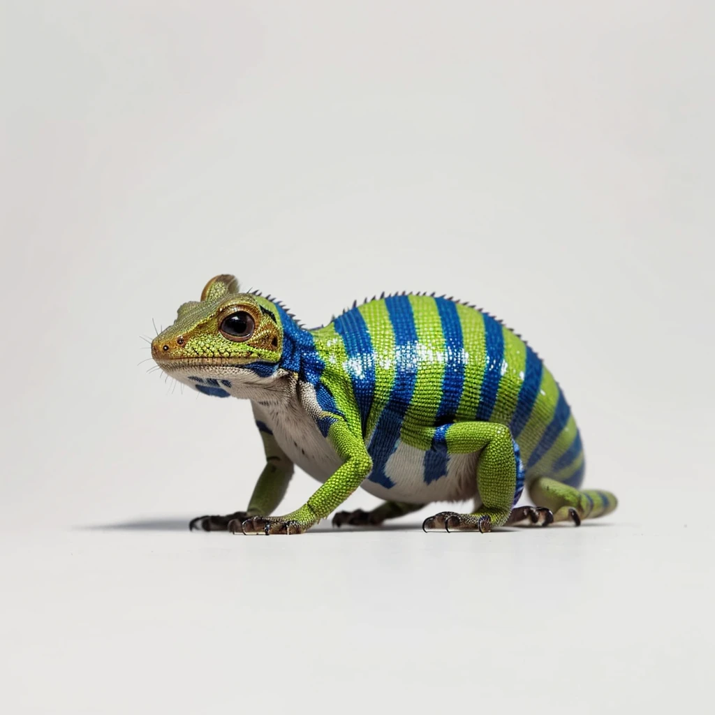 Small Animals, ant mixed with House lizard, has blue stripes on its body, Grassroots, no background, (has beard), ((no eyes))