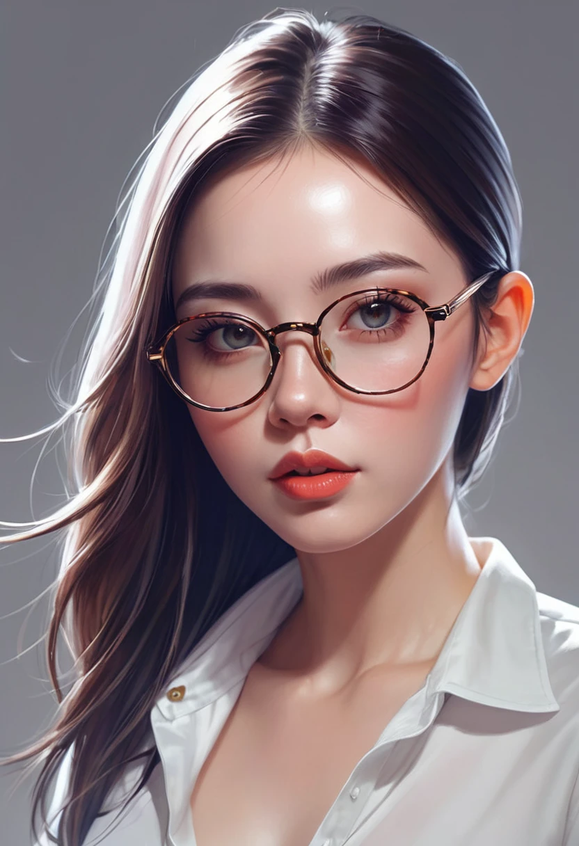 un primer plano de una mujer con gafas de sol y una camisa blanca, arte digital inspired by rossdraws, tendencia en Artstation, arte digital, in digital illustration style, exquisite digital illustration, awesome digital illustration, estilo artgerm, artista grafico artgerm, pintura digital brillante, estilo artgerm, Lois van Baarle y Rossdraws