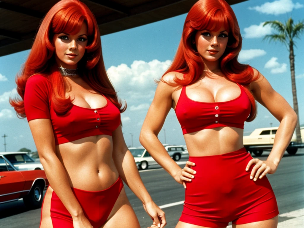 1970s photo of "Sexyy Red" wearing 1970s attire,
