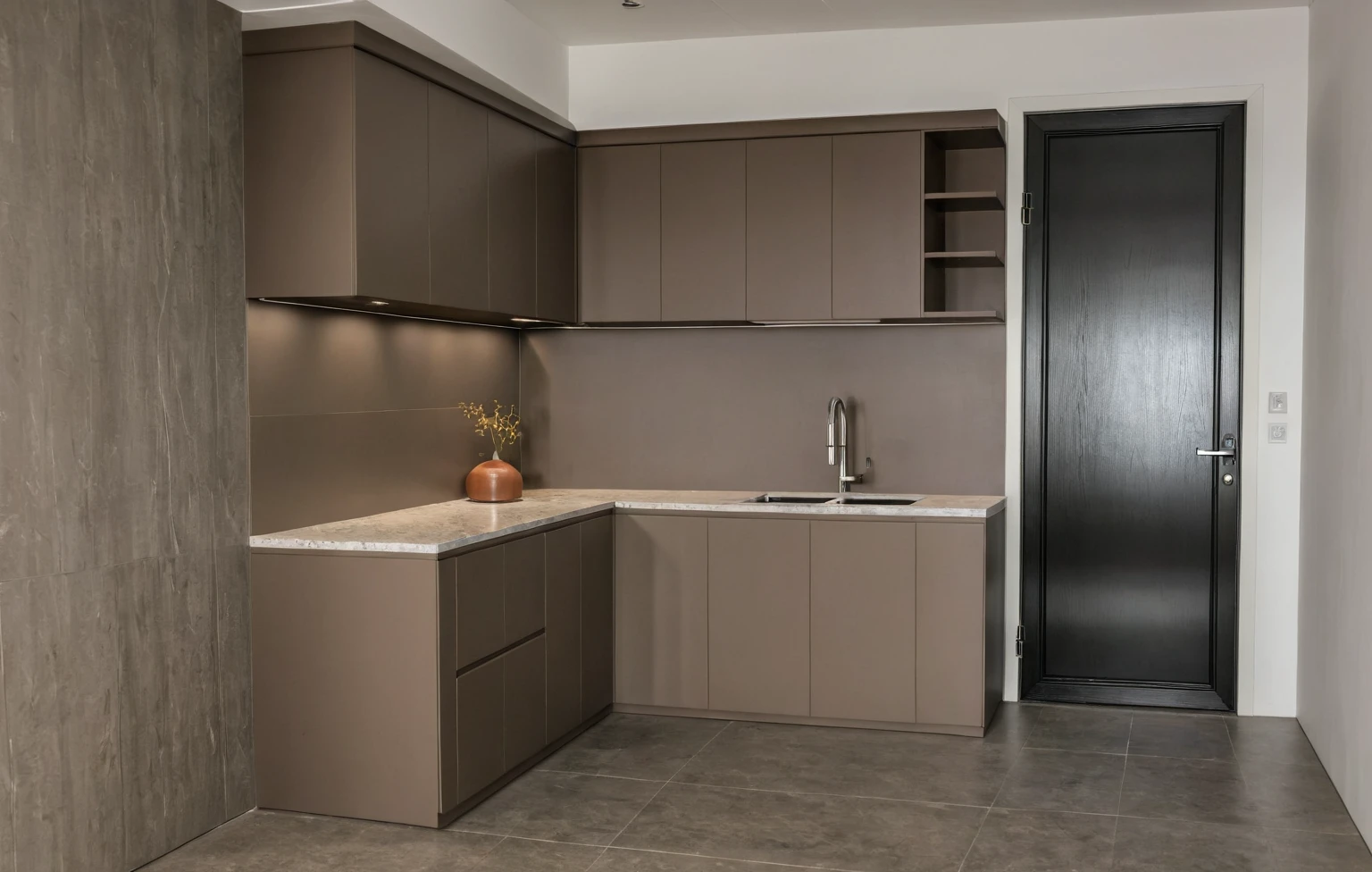 Raw photo,Masterpiece, high quality, best quality, authentic, super detail, interior, indoors, kitchen room style modern, minimalist line, daylight, aiaigroup