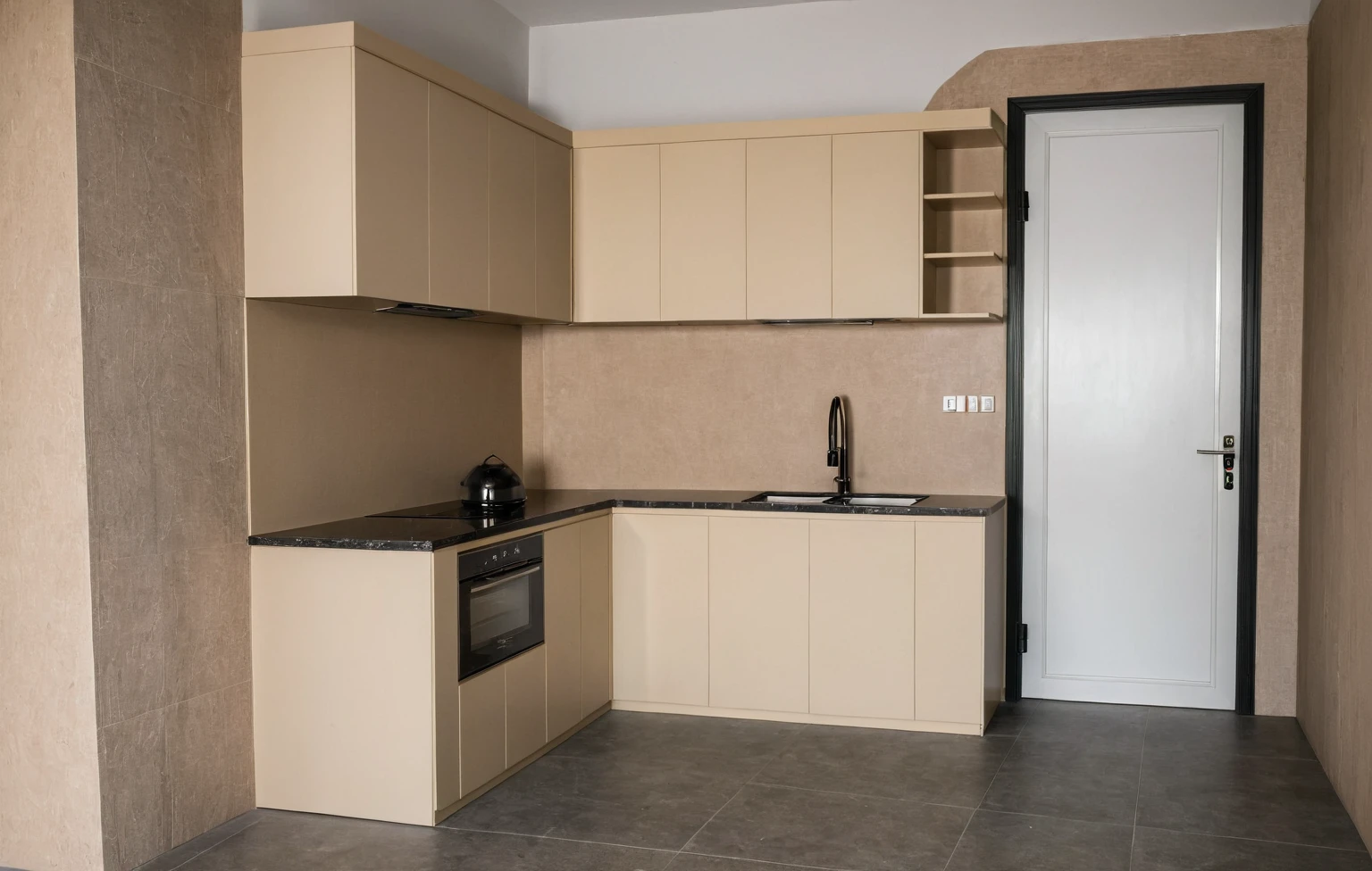 Raw photo,Masterpiece, high quality, best quality, authentic, super detail, interior, indoors, kitchen room style modern, minimalist line, daylight, aiaigroup