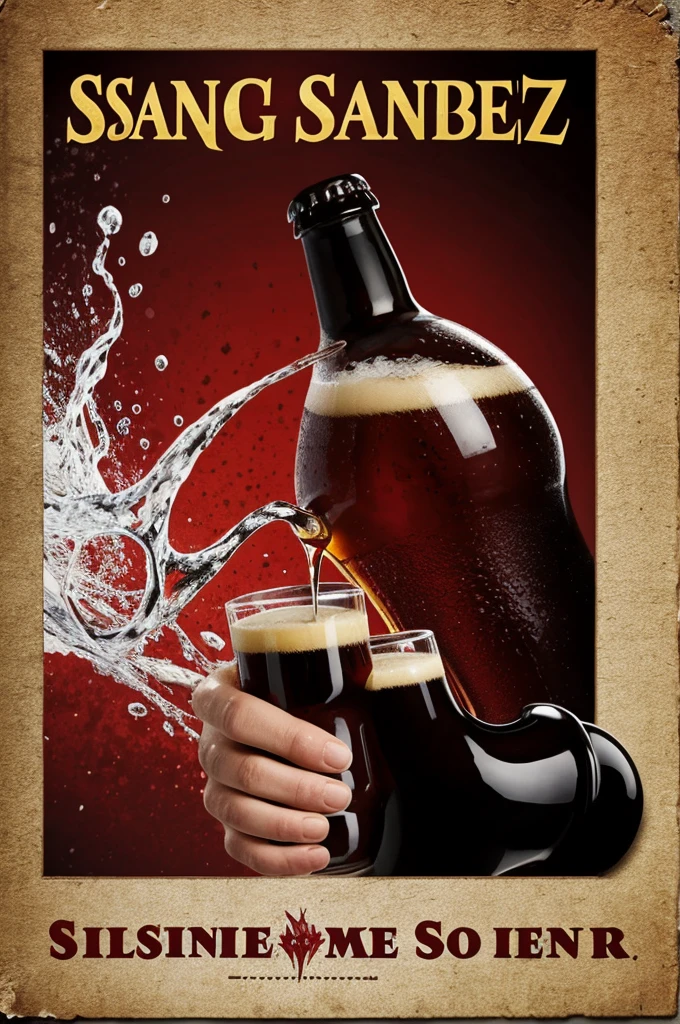 Poster de pizar el magic de sangre por sangre sosteniendo una cerveza 