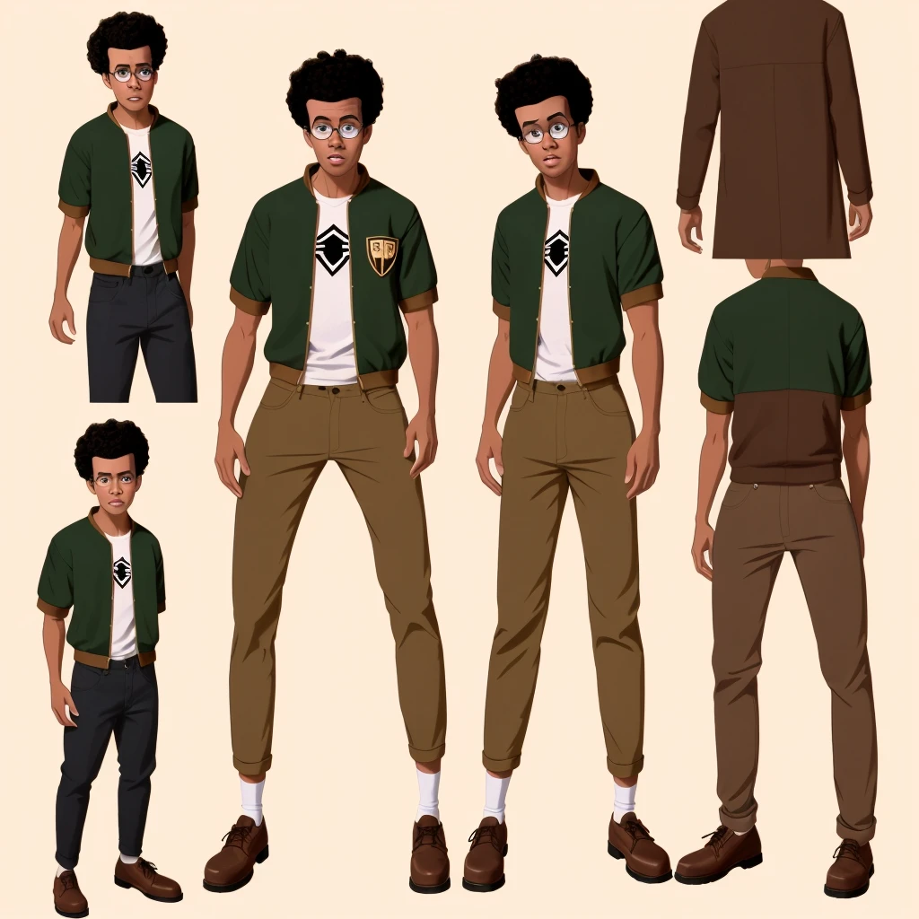 score_9, score_8_up, score_8,SVstyle, 18 years old. Resemblance to Richard ayoade but young, casual clothing shoes, light brown jeans. Short low very shirt low hair, Richard Ayoade’s short low curly hair, looks exactly like Richard Ayoade, no glasses, bomber jacket, Jamaican flag in jacket sleeve, male, boy, dark-skinned male , male, brown pants, African-American