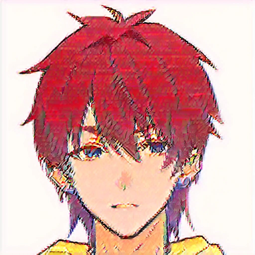 male red hair, orange eyes