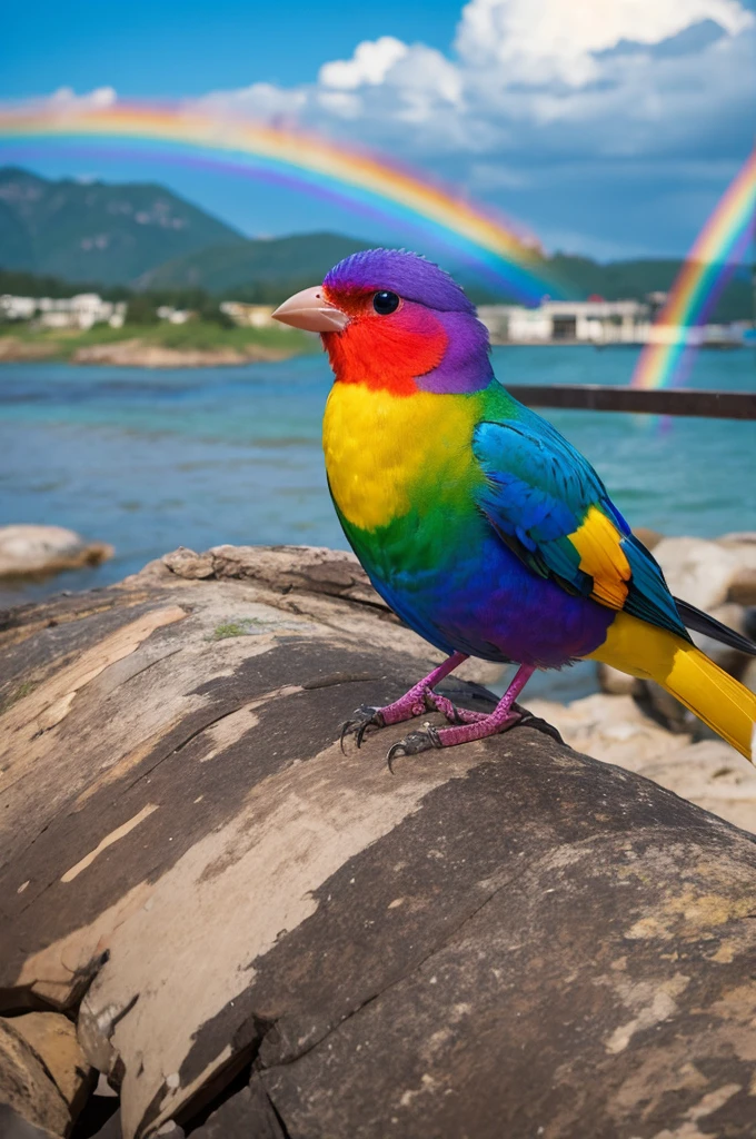 a rainbow colored bird