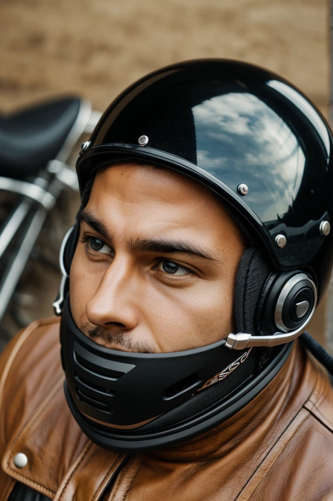 Sketch a motorcycle helmet earbud