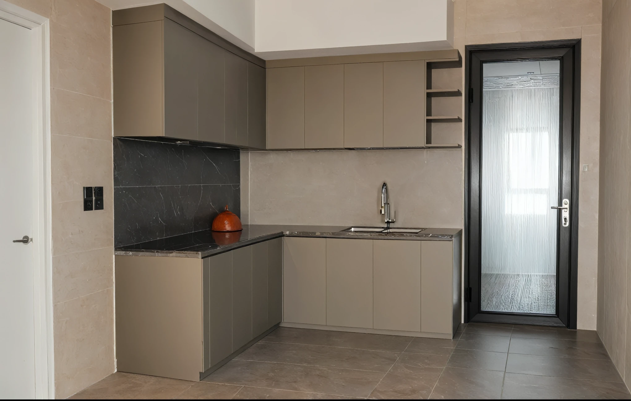 Raw photo,Masterpiece, high quality, best quality, authentic, super detail, interior, indoors, kitchen room style modern, minimalist line, daylight, aiaigroup