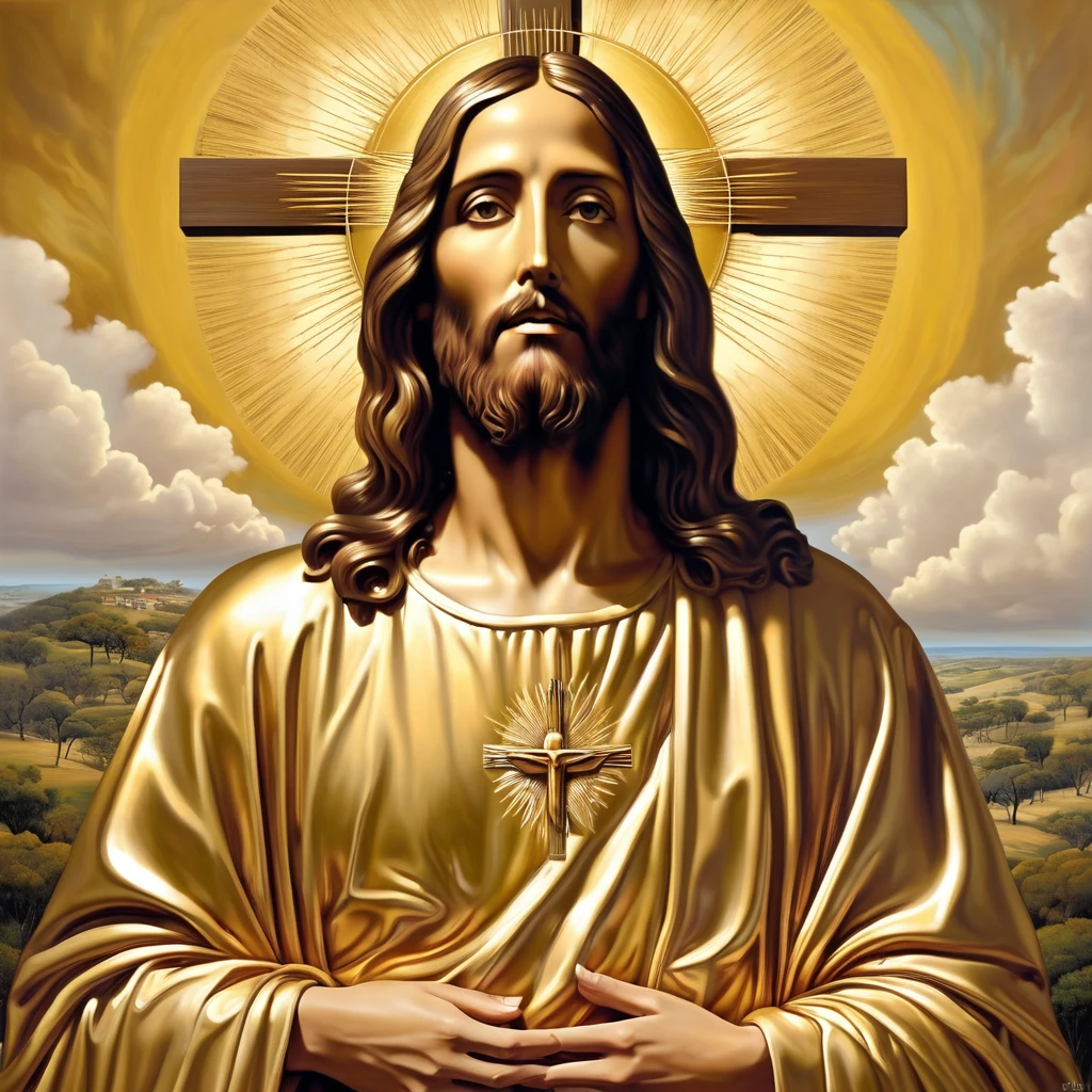 arte surrealismo Jesus dourado
