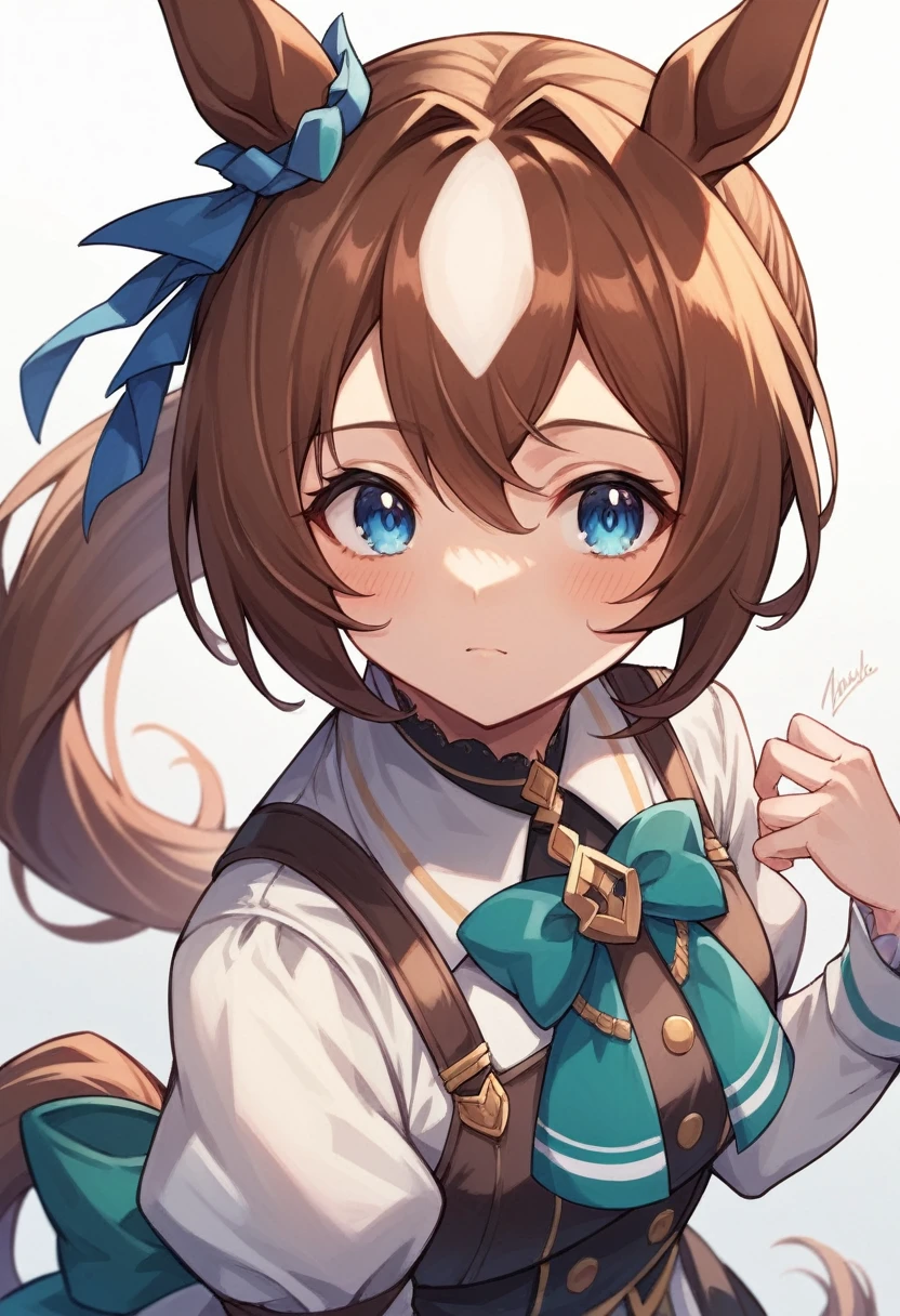 tokai teio,umamusume, blue eyes, horse ears, horse girl, horse tail, brown hair, ponytail,
