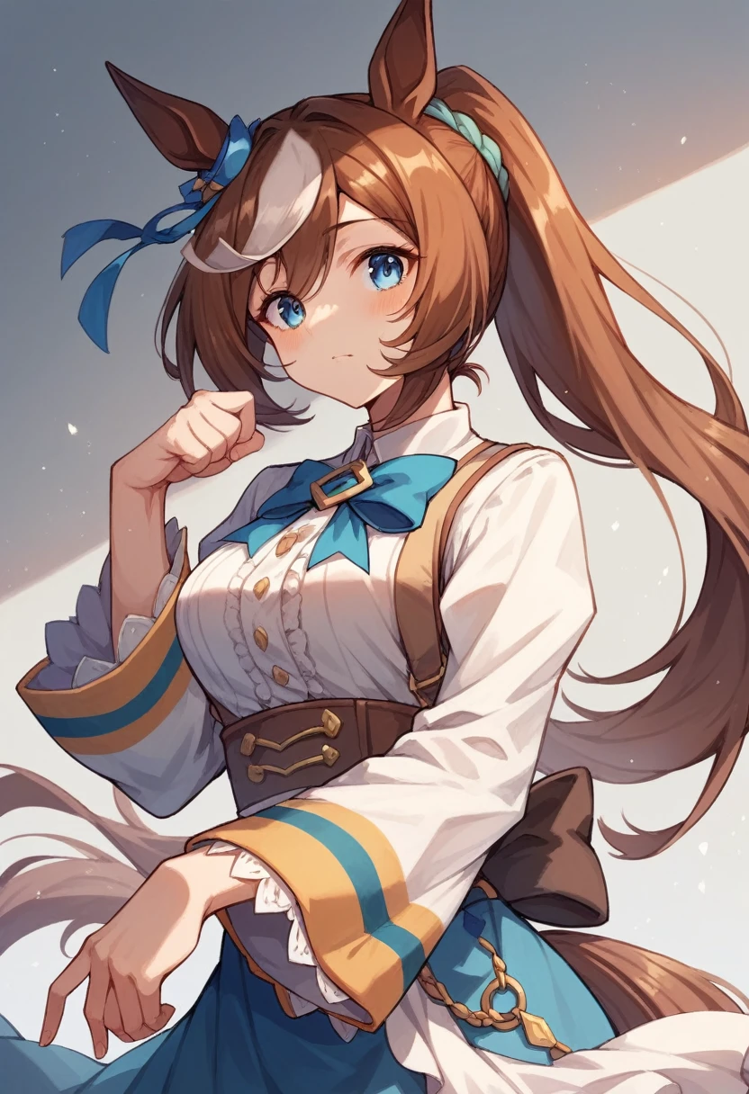 tokai teio,umamusume, blue eyes, horse ears, horse girl, horse tail, brown hair, ponytail,